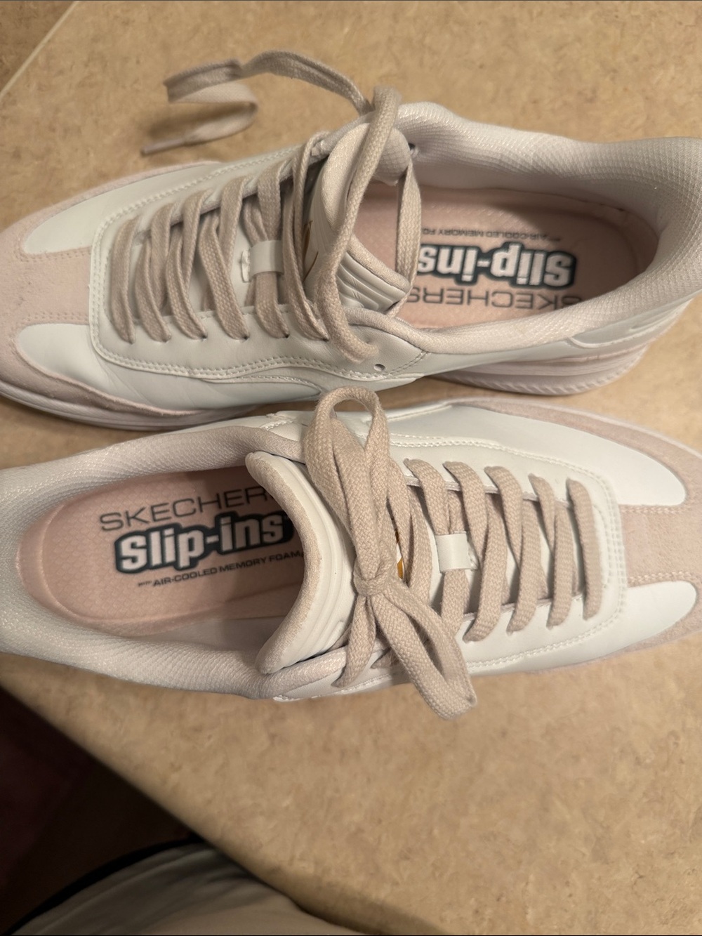 Skechers White and Light Pink Men's Sneakers - Picture 6 of 6